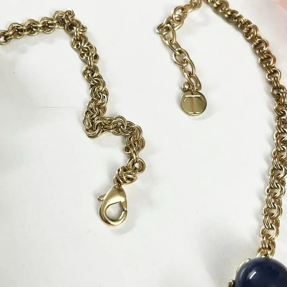 Talbots Navy & Rhinestone Statement Necklace